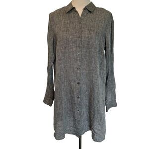 J. Jill love linen black/gray long sleeve button front shirt